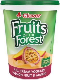 Clover Fruits Of The Forest Full Cream Passion Fruit & Mango Yoghurt 500g