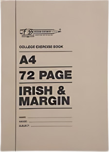 Croxley A4 72 Page Exercise Book- Irish & Margin