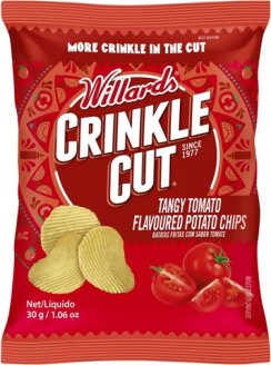Willards Crinkle Cut Tomato Flavoured Potato Chips 30g(BB18/11/25)