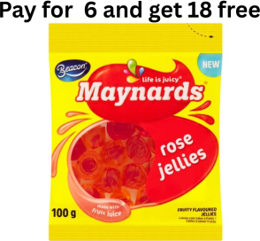Maynards Rose Jellies 6 x 100g Plus 18 Free