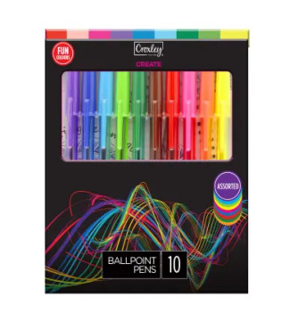 Croxley Fun Ballpoint Pens Assorted Box of 10