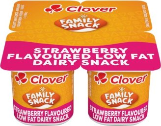 Clover Family Snack Strawberry Flavoured Low Fat Dairy Snack 4 Pack