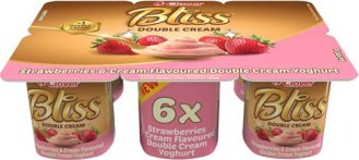 Clover Bliss Strawberry & Cream Double Cream Yoghurt 6x100g