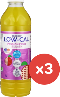 Brookes Low-Cal Concentrated Squash 1L Passion Fruit & Apple(PB07/01/2025) x3.