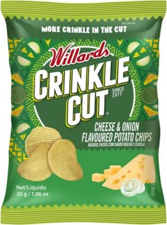 Willards Crinkle Cut Cheese & Onion Flavoured Potato Chips 30g (BB06/02/2026)