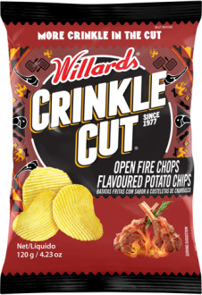 Willards Crinkle Cut Open Fire Chops Flavoured Potato Chips 120g (BB April 2026)