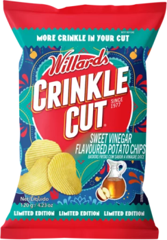 Willards Crinkle Cut Sweet Vinegar Flavour Potato Chips 120g (BB18/02/2026)