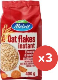 Melvit Instant Oats Flakes 400g - 3 Pack Breakfast Booster Bundle