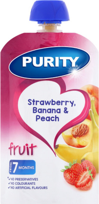 Purity Pouch 110ml Fruit Strawberry Banana & Peach (from 7 months)