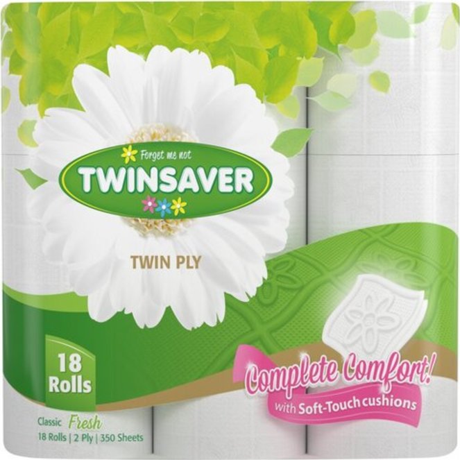 Toilet Rolls Twinsaver Classic Twin Ply White 18 Pack