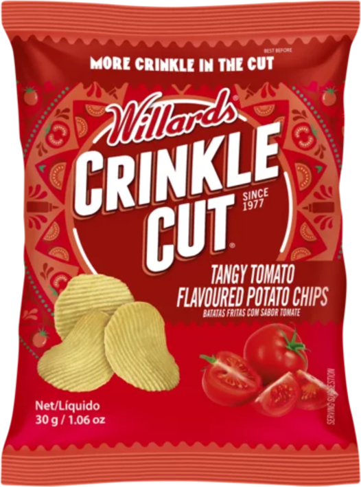 Willards Crinkle Cut Tomato Flavoured Potato Chips 30g
