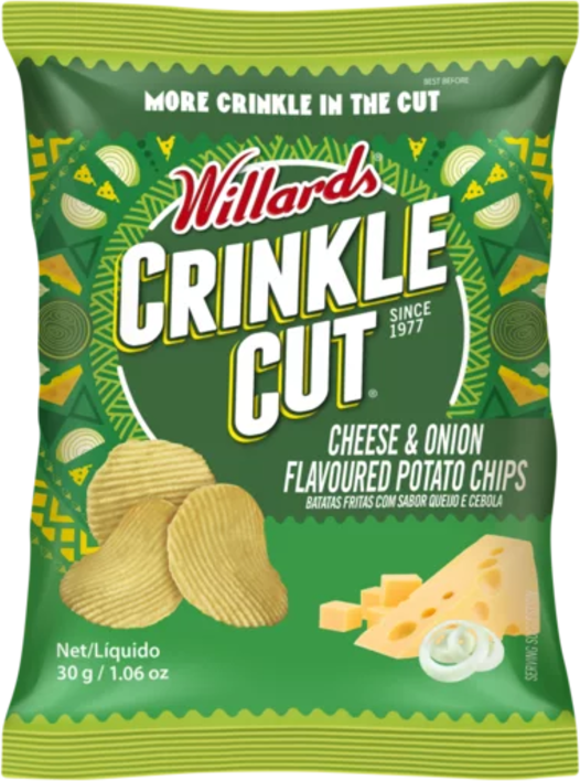 Willards Crinkle Cut Cheese & Onion Flavoured Potato Chips 30g