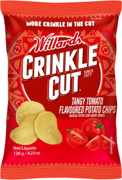 Willards Crinkle Cut Tomato Flavoured Potato Chips 120g