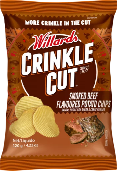 Willards Crinkle Cut Smoked Beef Chips 120g