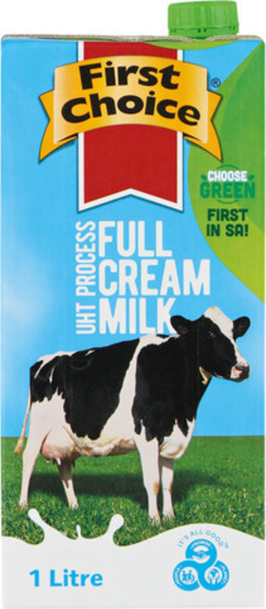 First Choice UHT Process Milk - Full Cream Long Life 1L