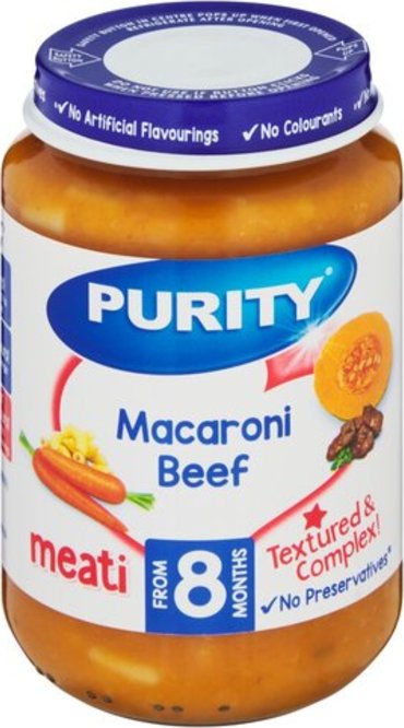 Purity Jar 200ml Macaroni Beef (from 8 months)