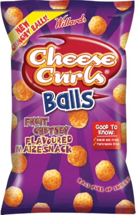 Cheese Curls Balls Fruit Chutney Flavoured Maize Snack 100g