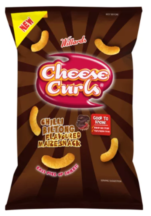Willards Cheese Curls Chilli Biltong Flavoured Maize Snack 90g