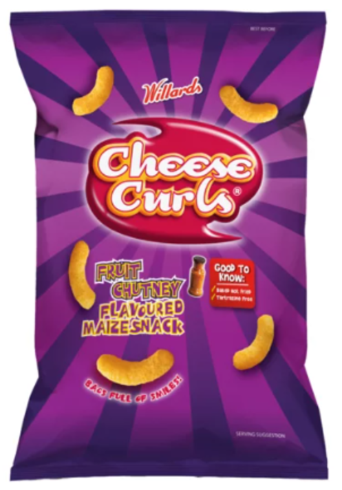Willards Cheese Curls Fruit Chutney Flavoured Maize Snack 90g