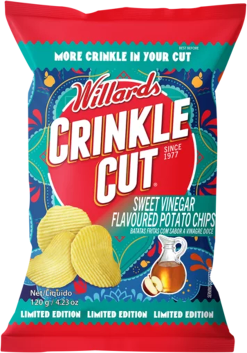 Willards Crinkle Cut Sweet Vinegar Flavour Potato Chips 120g