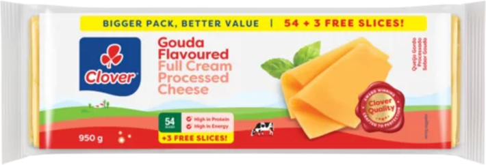 Clover Sliced Full Cream Processed Cheese Gouda 950g