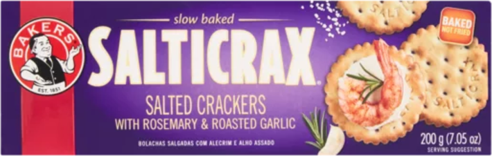 Bakers Salticrax With Rosemary & Roasted Garlic Crackers 200g