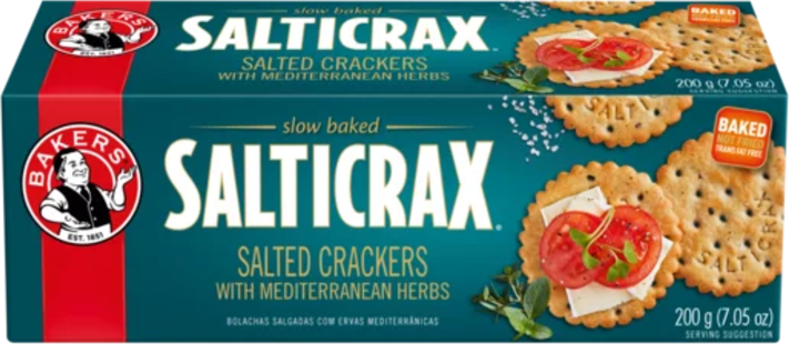 Bakers Salticrax Mediterranean Herbs Salted Crackers 200g