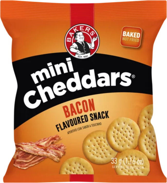 Bakers Mini Cheddars Bacon Flavoured Snack 33g