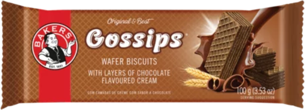Bakers Gossips Chocolate Flavoured Wafer Biscuits 100g