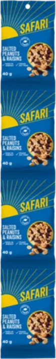 SAFARI Salted Peanuts & Raisins 4 x 40g