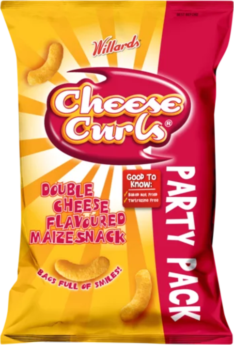Willards Cheese Curls Double Cheese Flavoured Maize Snack 150g