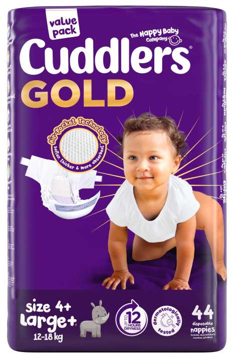 Cuddlers GOLD Diapers Value Pack Size 4 plus  44's