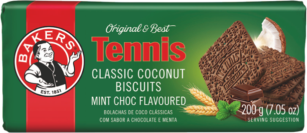 Bakers Choc Mint Flavoured Tennis Biscuits 200g