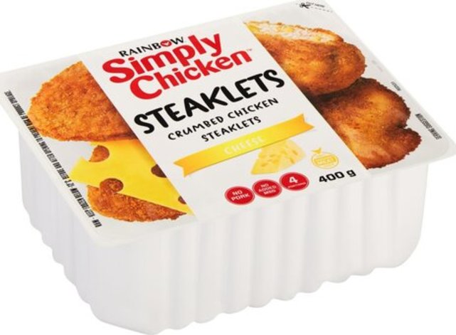 Rainbow Simply Chicken Steaklets Cheese 400g