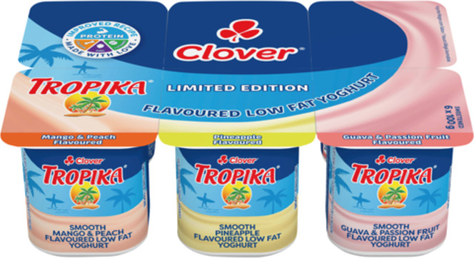 Clover Tropika Limited Edition Assorted Low Fat Yoghurt 6 x 100g