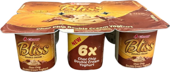 Clover Bliss Choc Chip Double Cream Yoghurt 6x100g