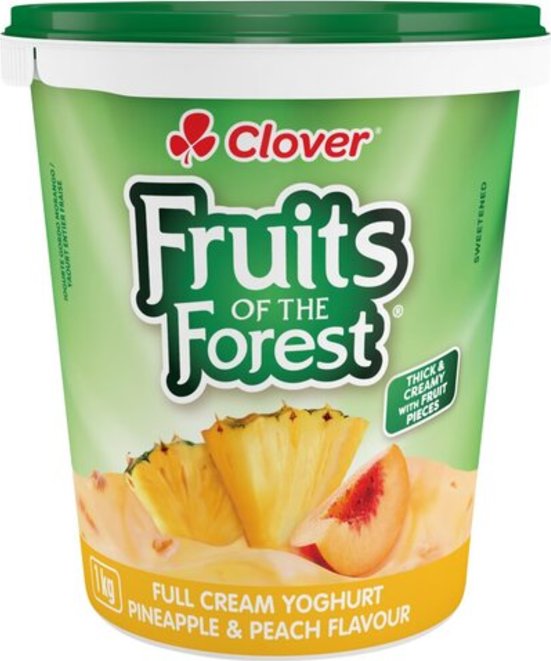 Clover Fruits Of The Forest Pineapple & Peach Full Cream Yoghurt 1kg