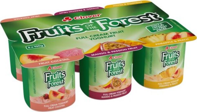 Clover Fruits Of The Forest Full Cream Fruit Yoghurt 6x100g