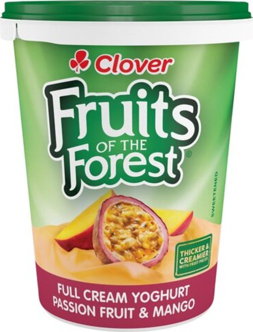 Clover Fruits Of The Forest Full Cream Passion Fruit & Mango Yoghurt 500g