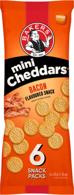 Bakers Bacon Mini Cheddars 6 x 33g