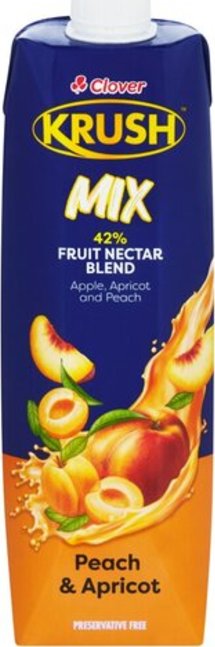 Clover Krush UHT Apricot & Peach Fruit Juice Blend 1L