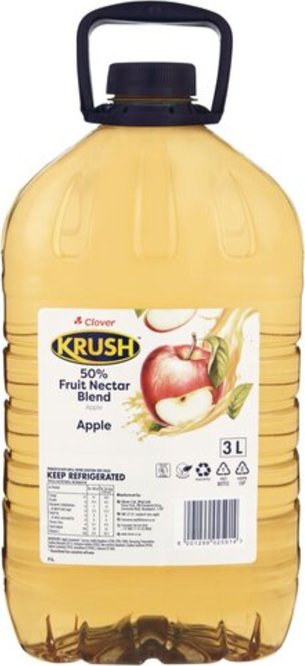 Clover Krush Apple Nectar Fruit Juice 3L