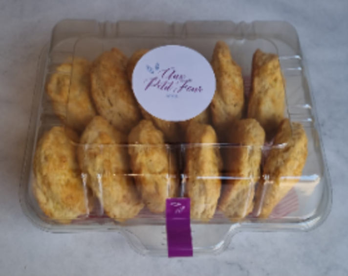 Freshly Baked Scones - Dozen Scones in Disposable Container.