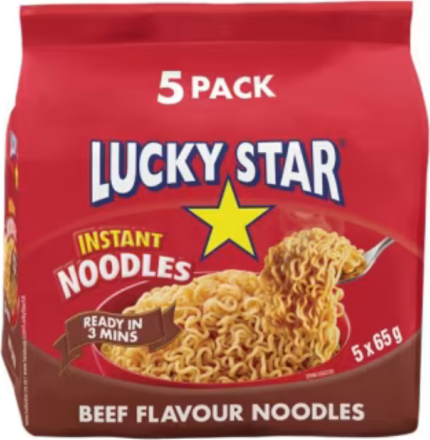 Lucky Star Instant Noodles Beef Flavoured (5 pack)