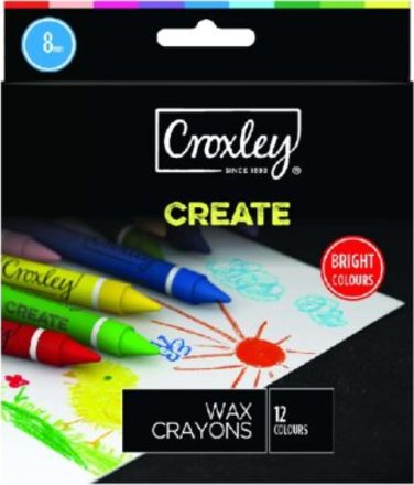 Croxley Create Wax Crayons 8mm Assorted box of 12