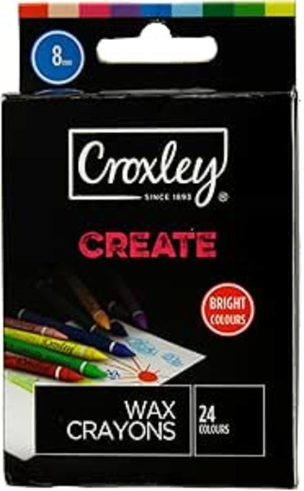 Croxley Create Wax Crayons 8mm Assorted box of 24