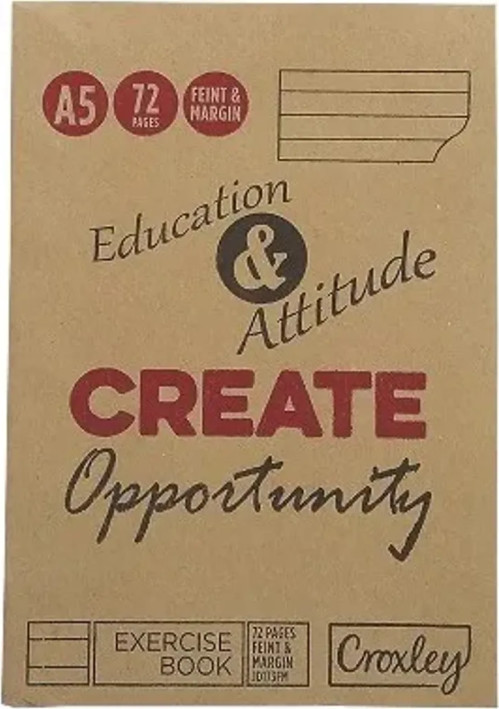 Croxley A5 72 Page Exercise Book- Feint & Margin