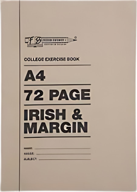 Croxley A4 72 Page Exercise Book- Irish & Margin