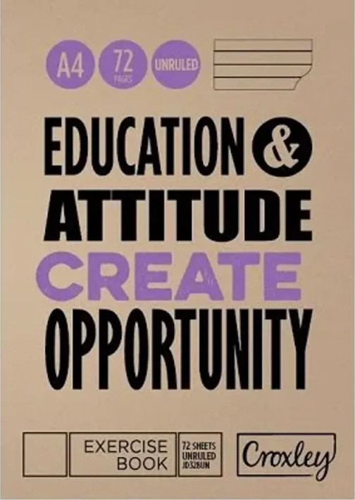 Croxley A4 72 Page Exercise Book- Unruled