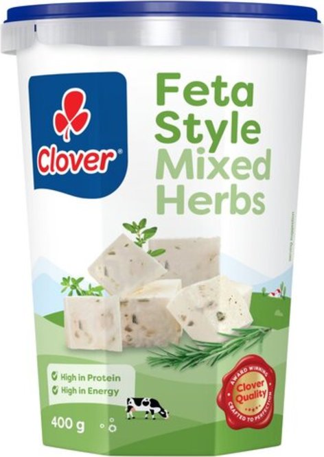Clover Traditional Feta Cheese With Herbs 400g